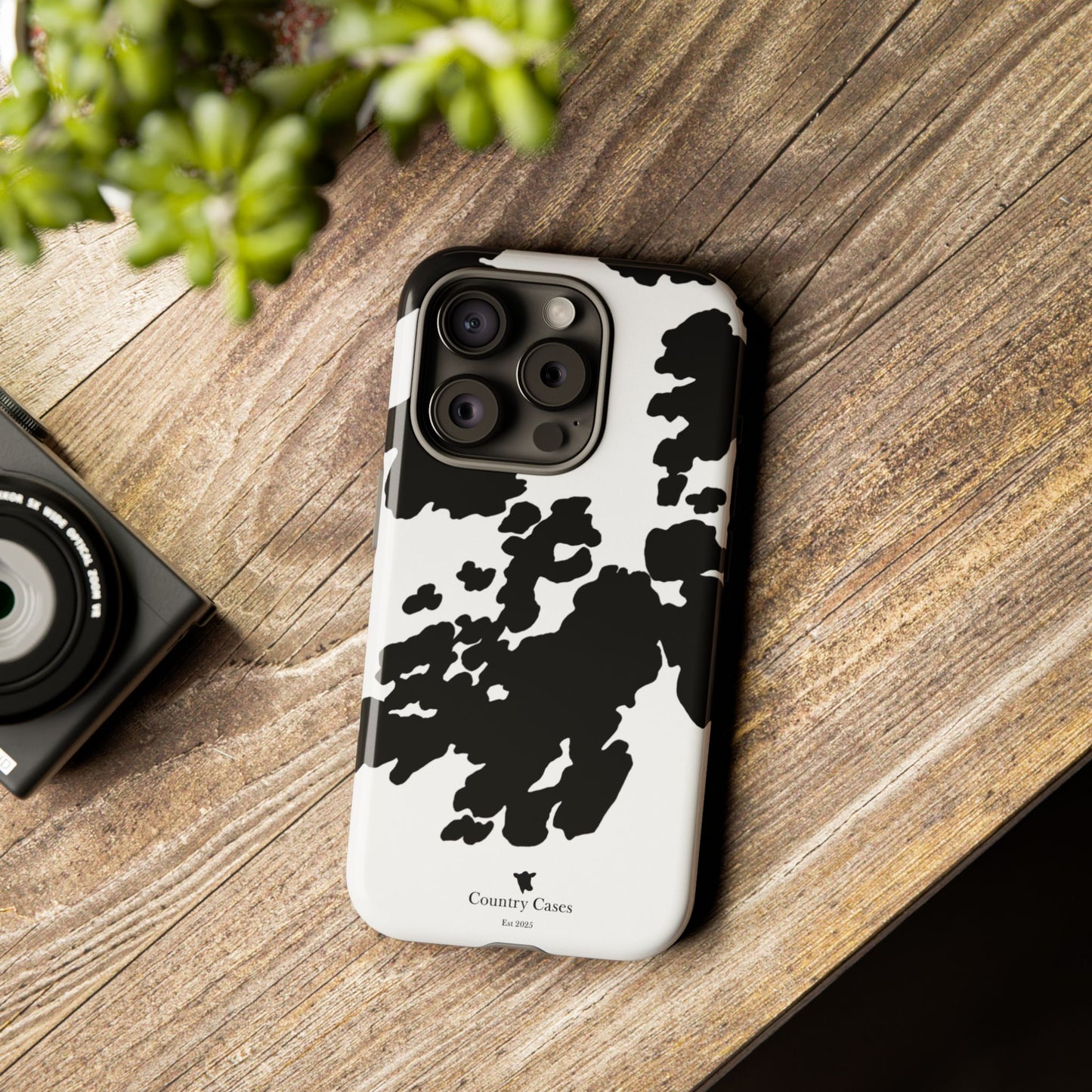 Black and white cow print case