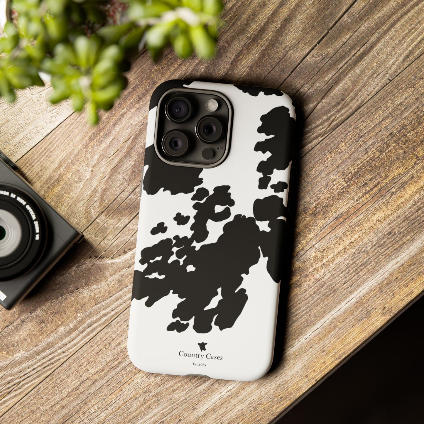 Black and white cow print case