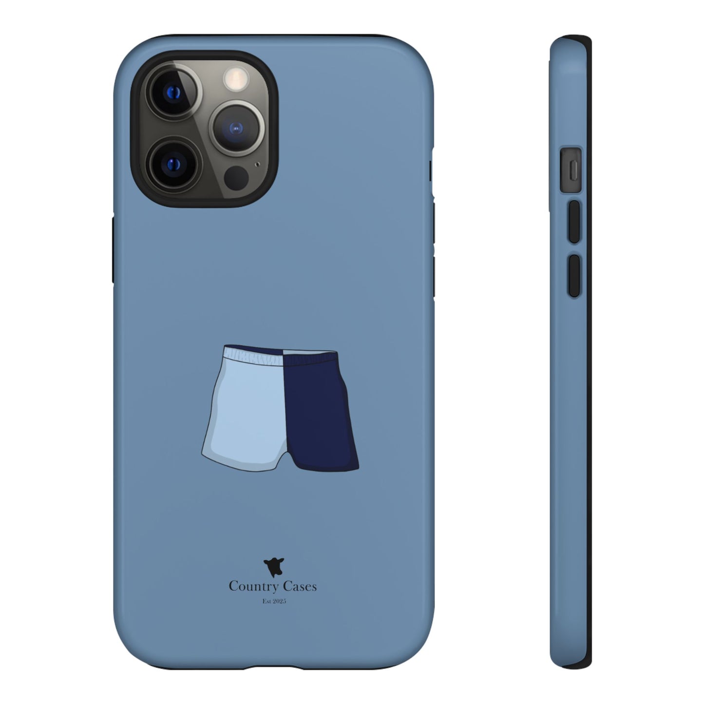 Blue two toned shorts case