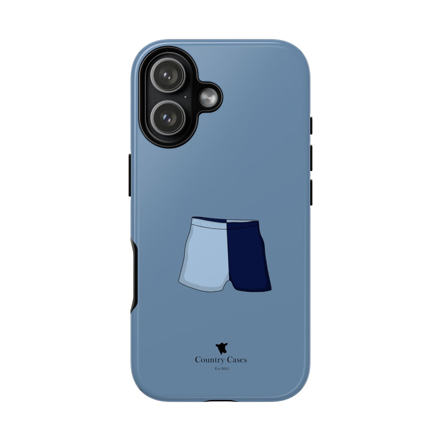 Blue two toned shorts case