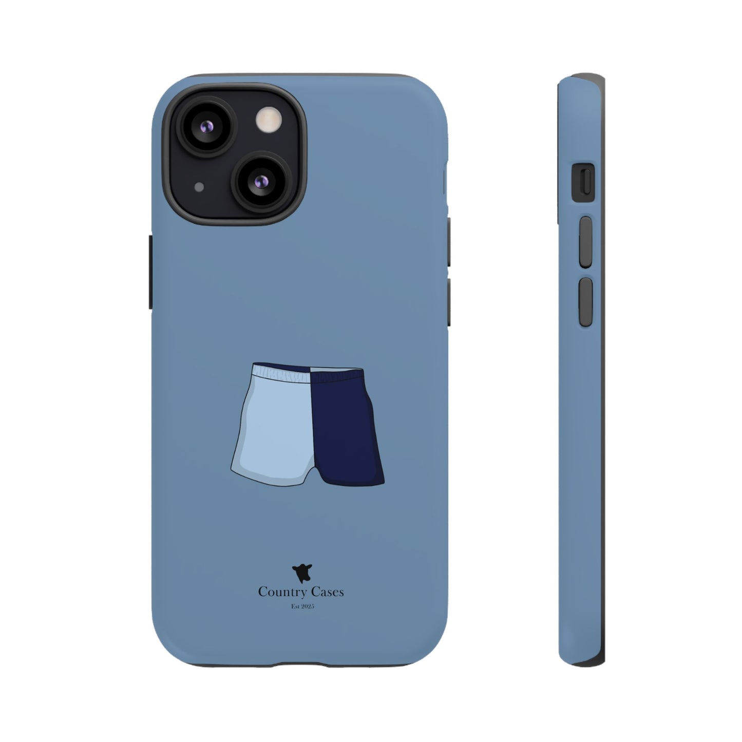 Blue two toned shorts case
