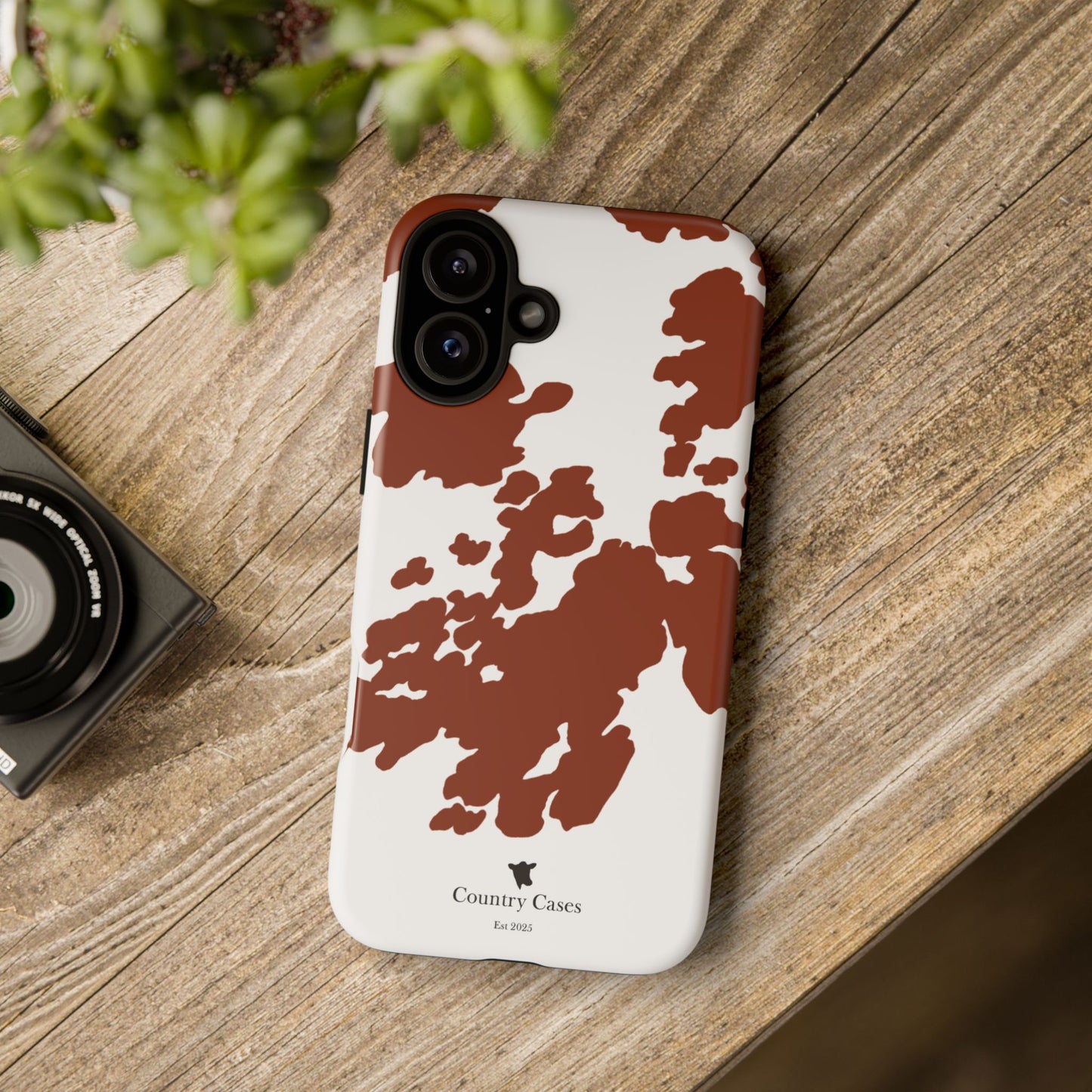 Red and white cow print case