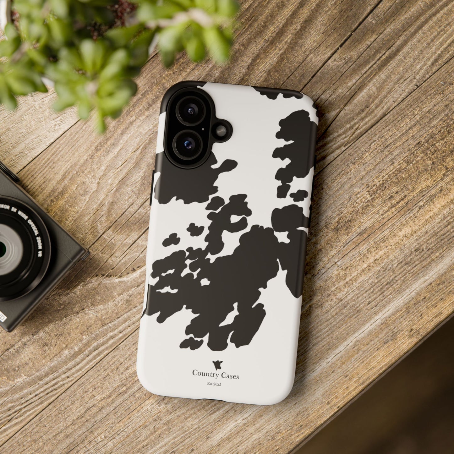 Black and white cow print case