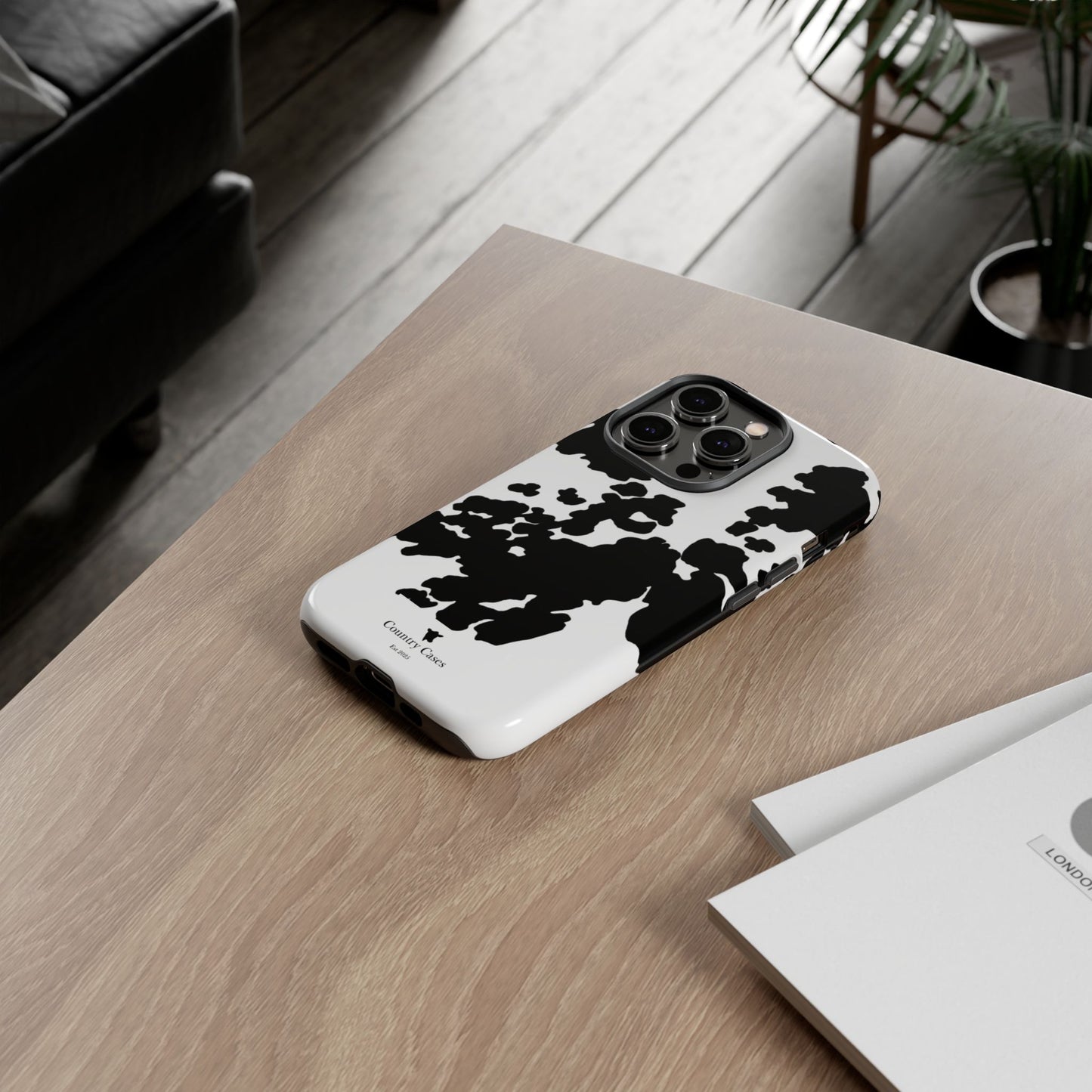 Black and white cow print case