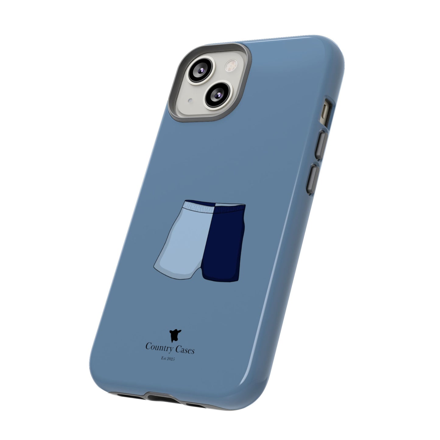 Blue two toned shorts case