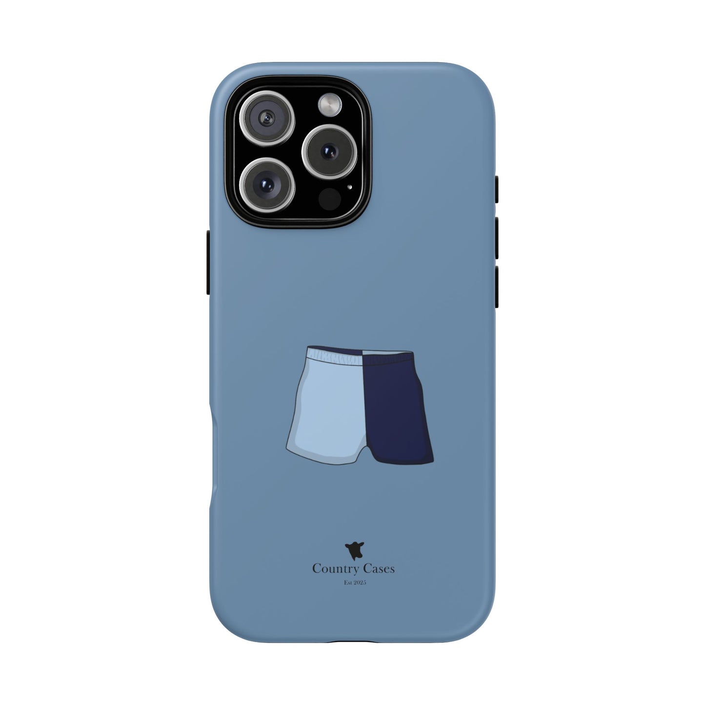 Blue two toned shorts case