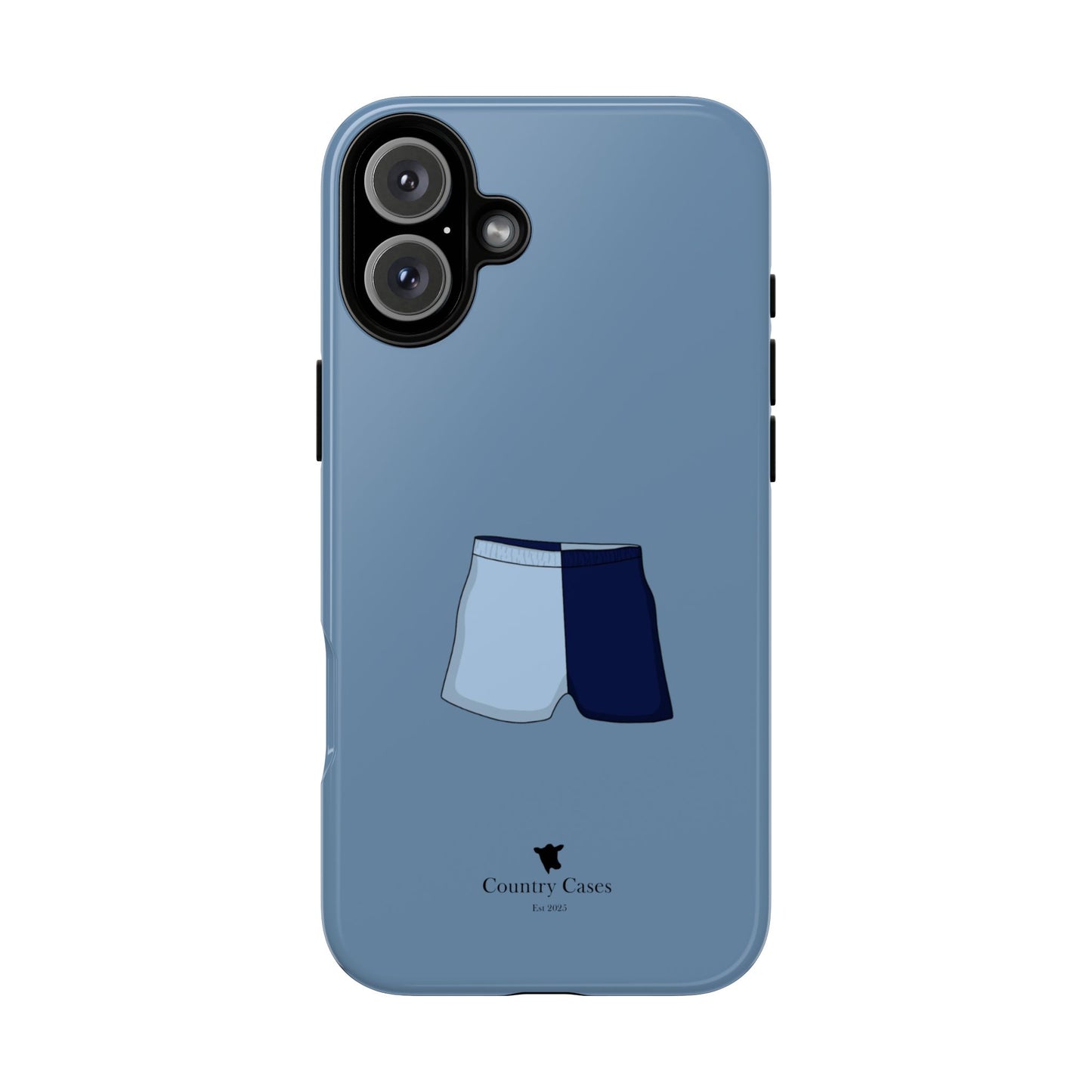 Blue two toned shorts case