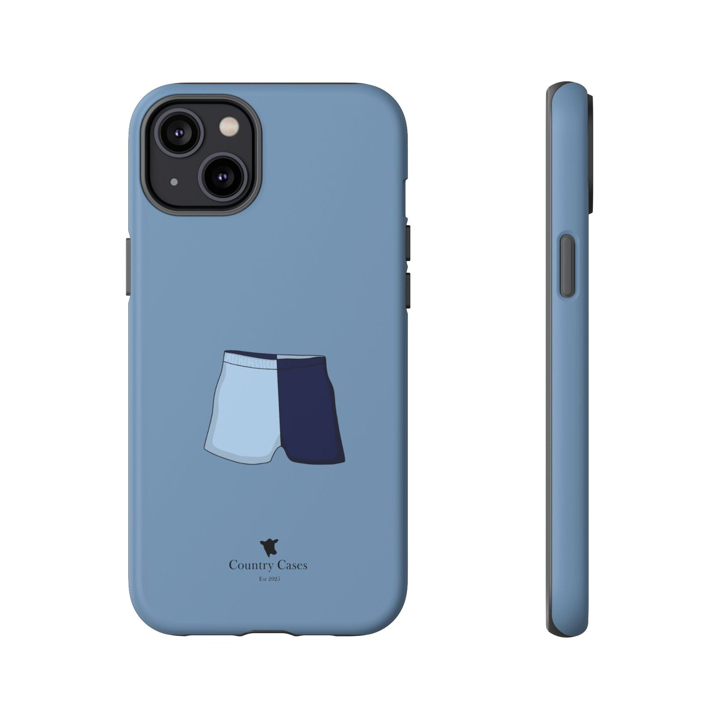 Blue two toned shorts case