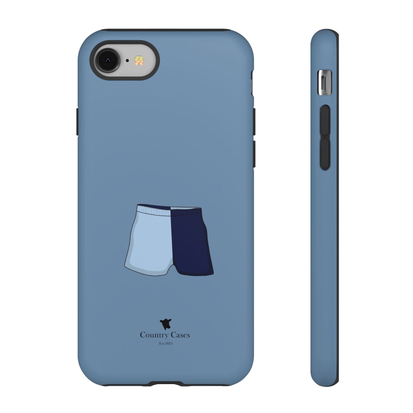 Blue two toned shorts case