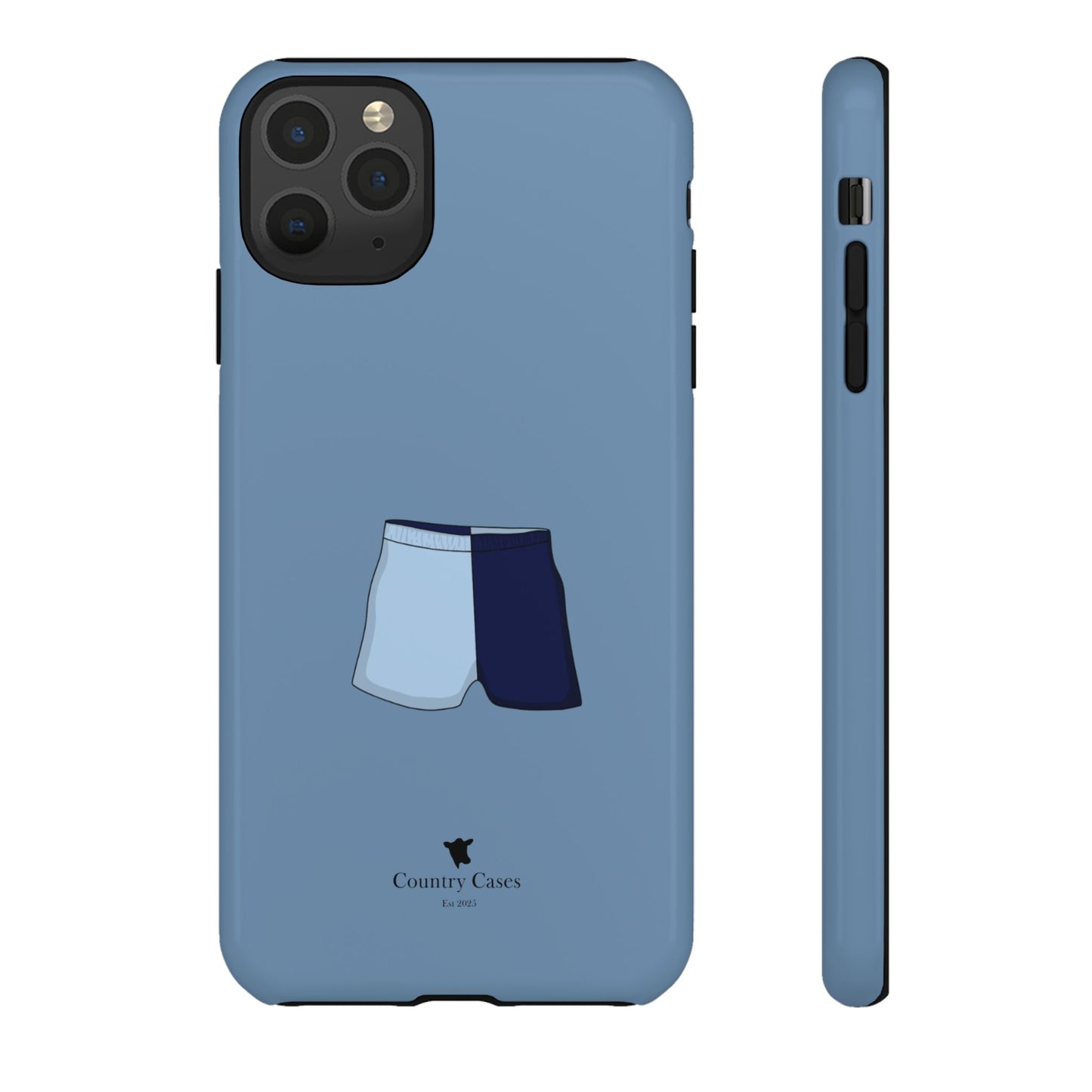 Blue two toned shorts case