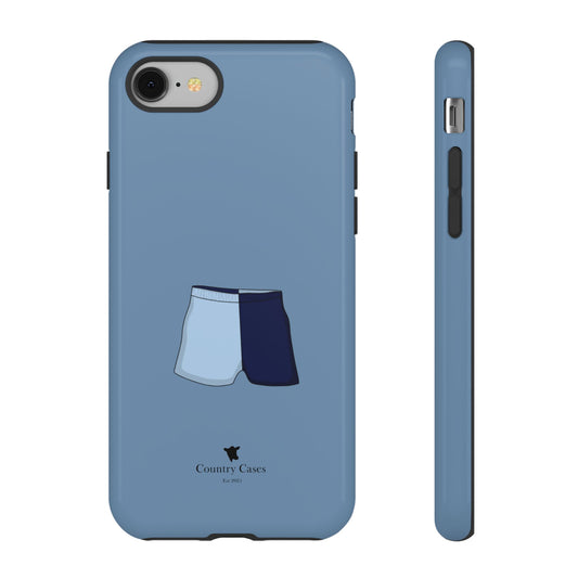Blue two toned shorts case