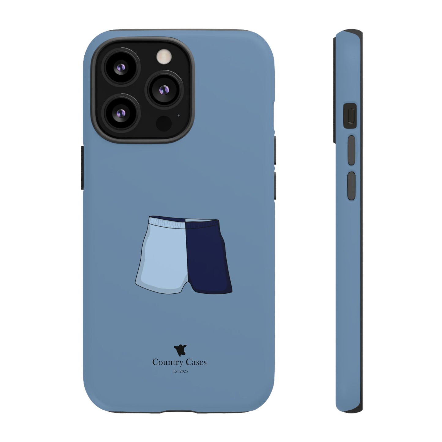 Blue two toned shorts case