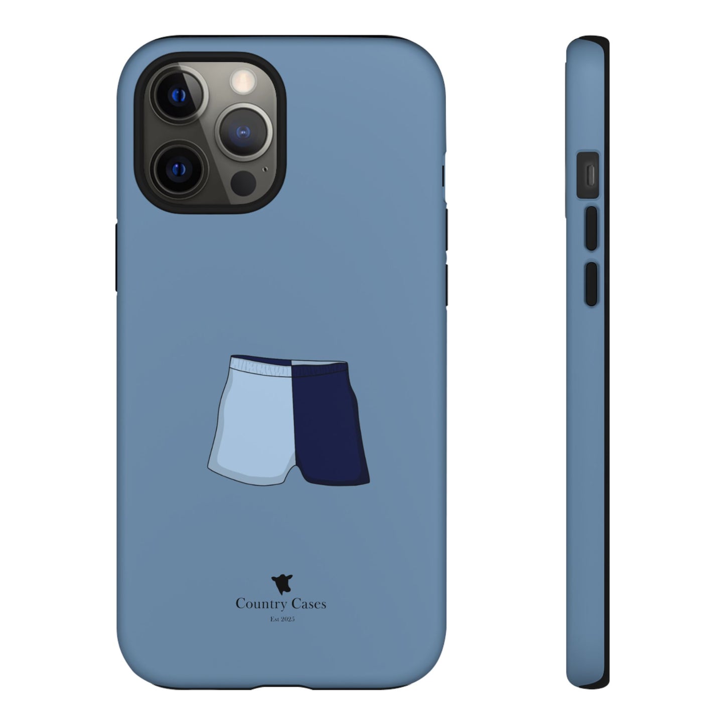 Blue two toned shorts case