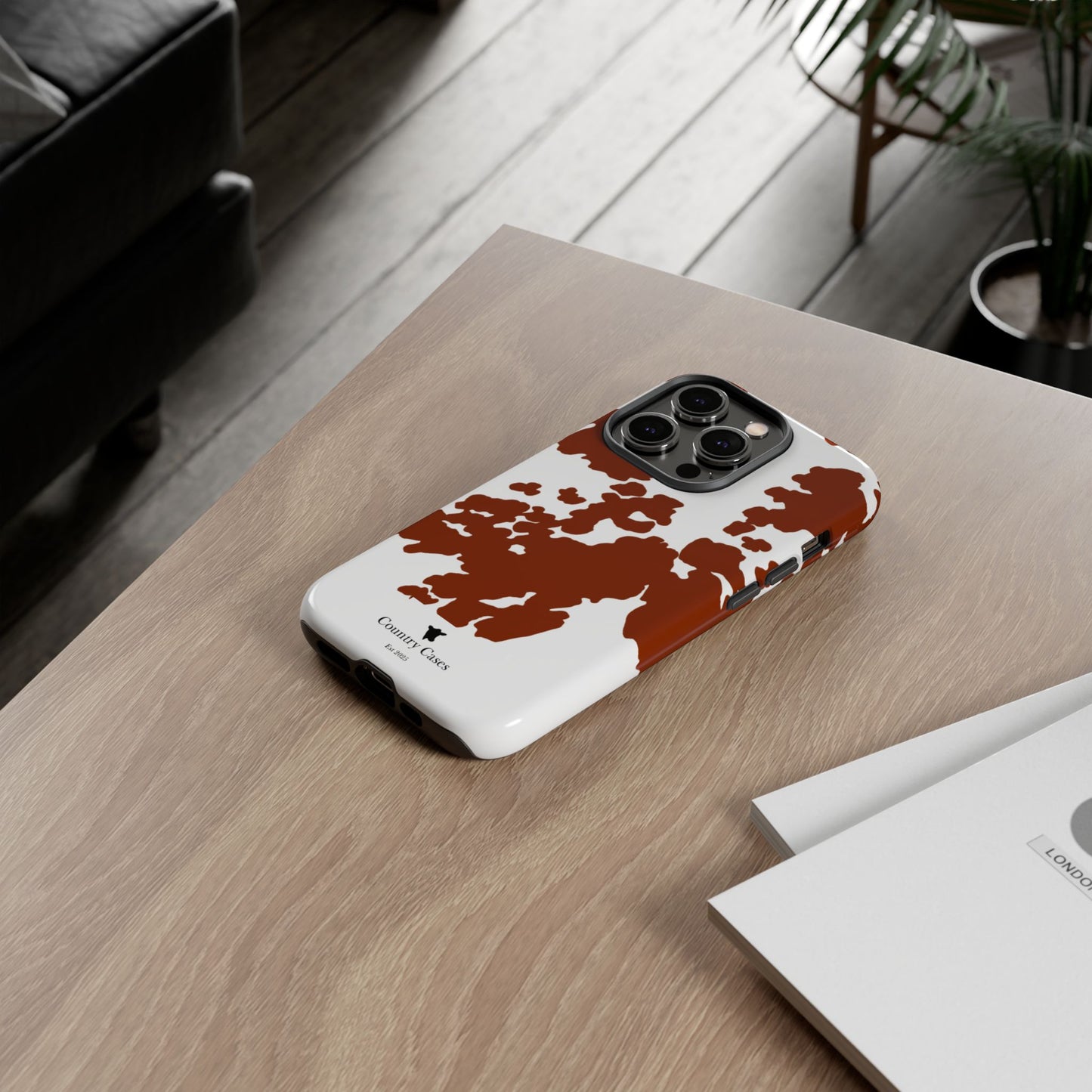 Red and white cow print case