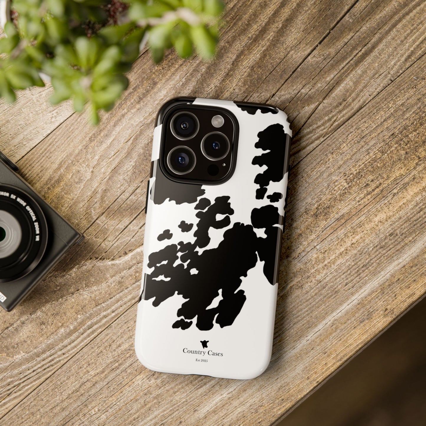 Black and white cow print case