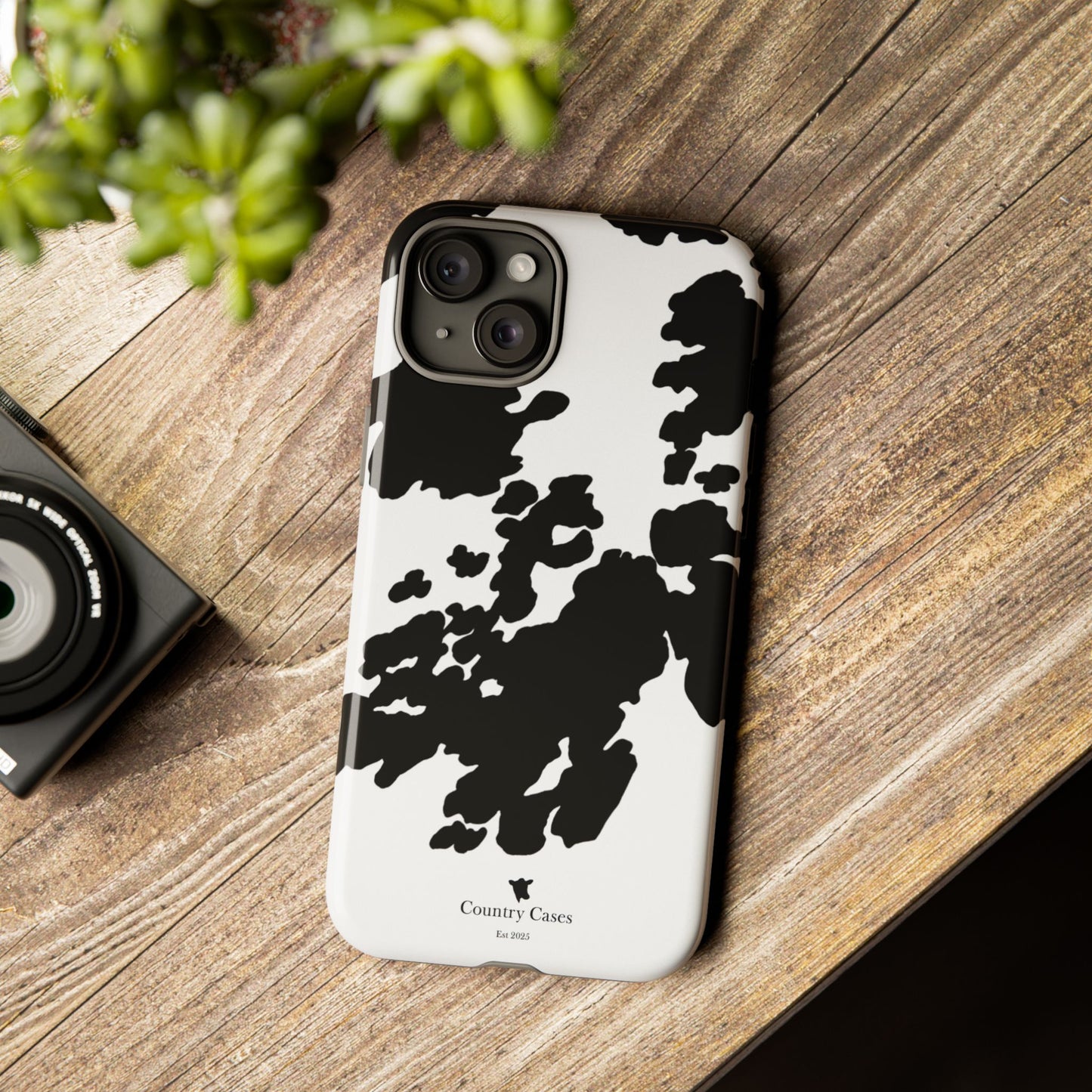 Black and white cow print case