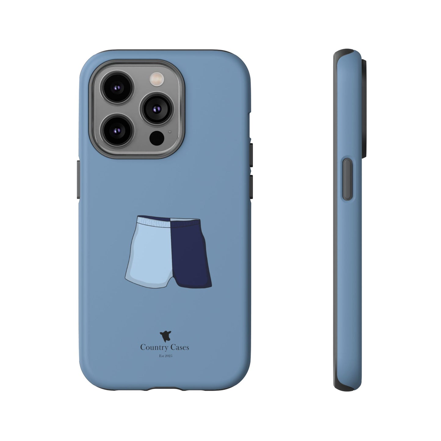 Blue two toned shorts case