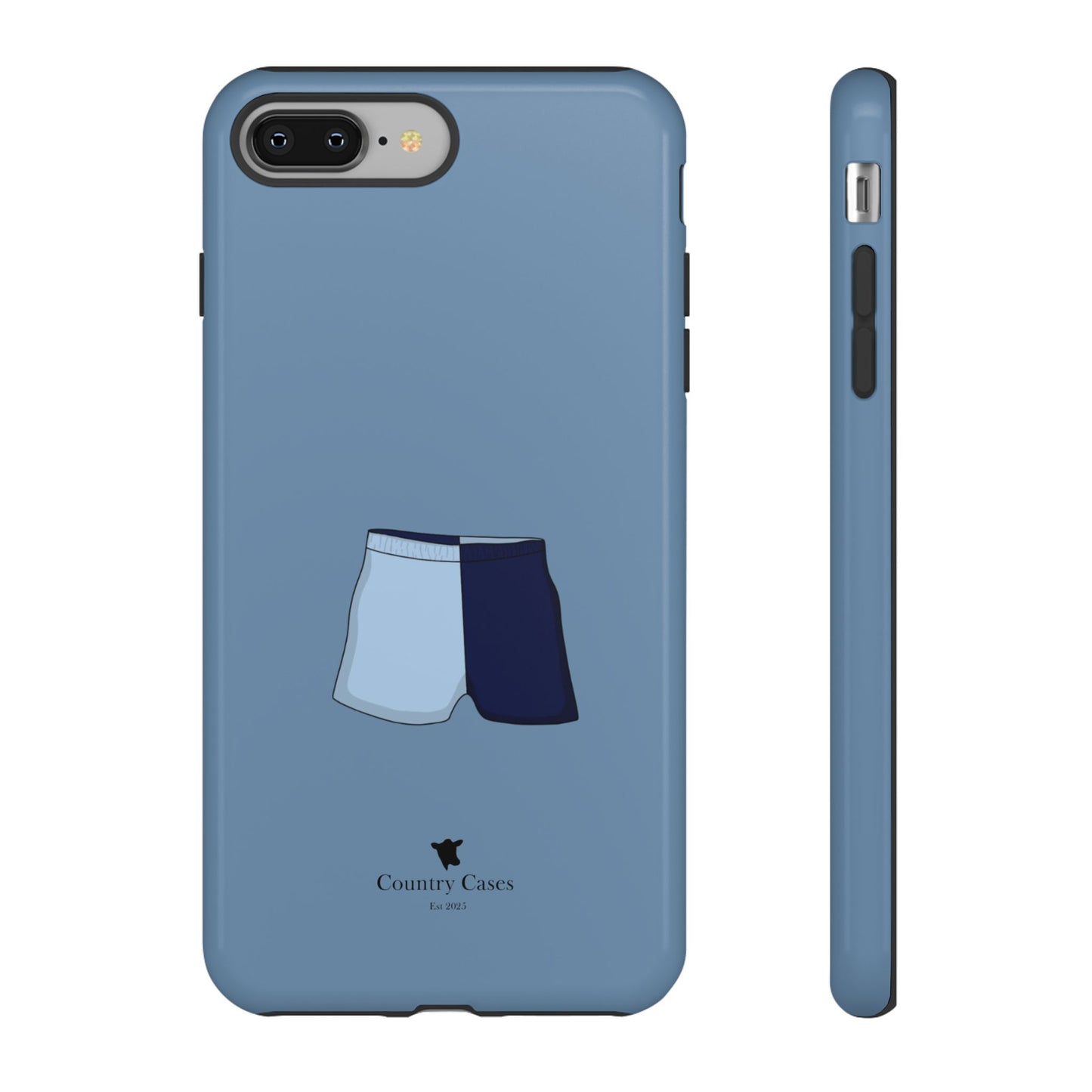 Blue two toned shorts case