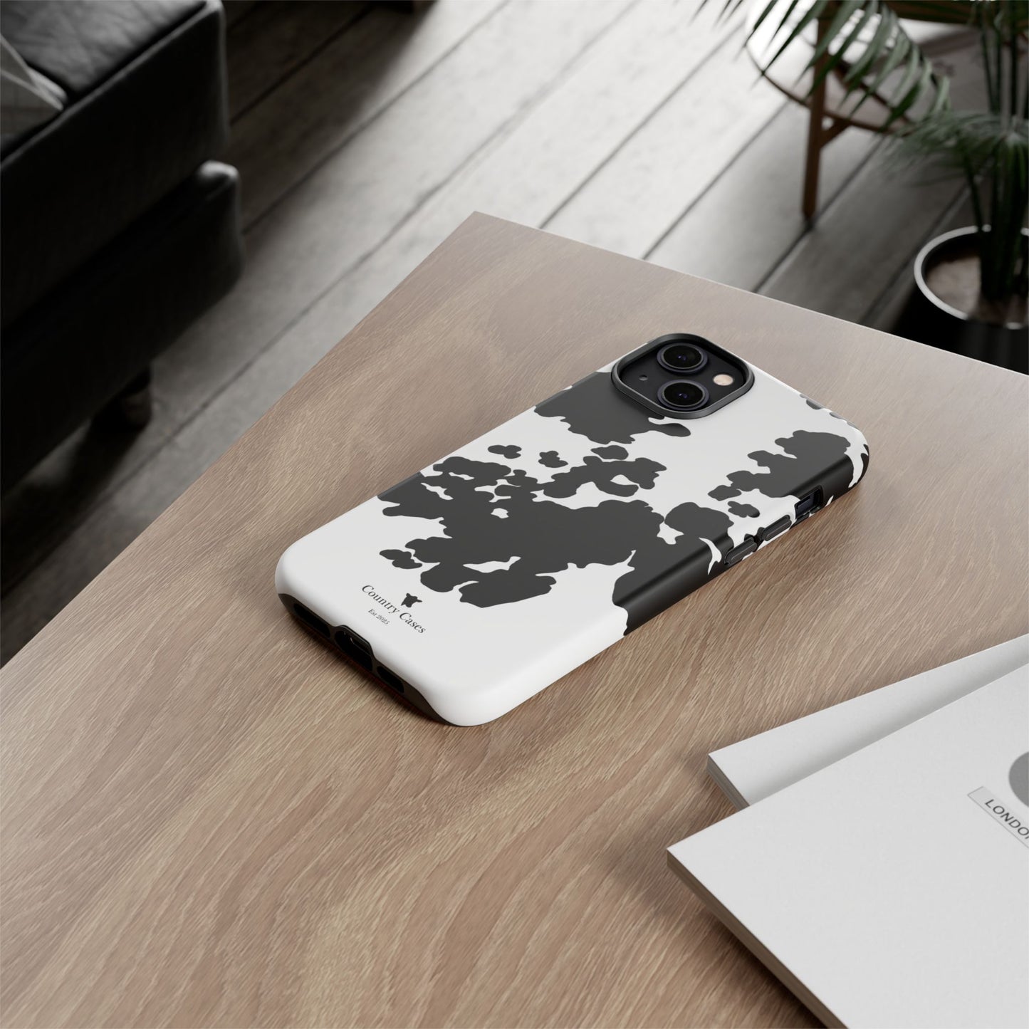 Black and white cow print case