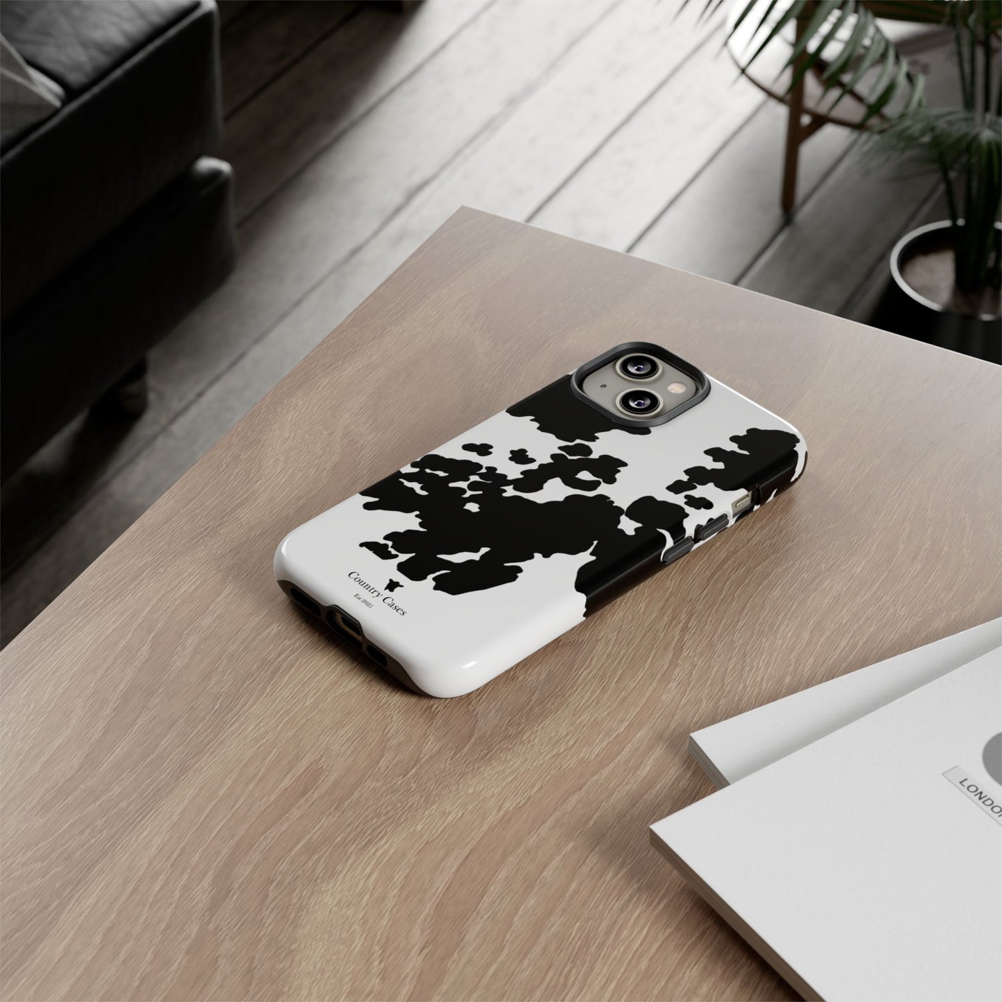 Black and white cow print case